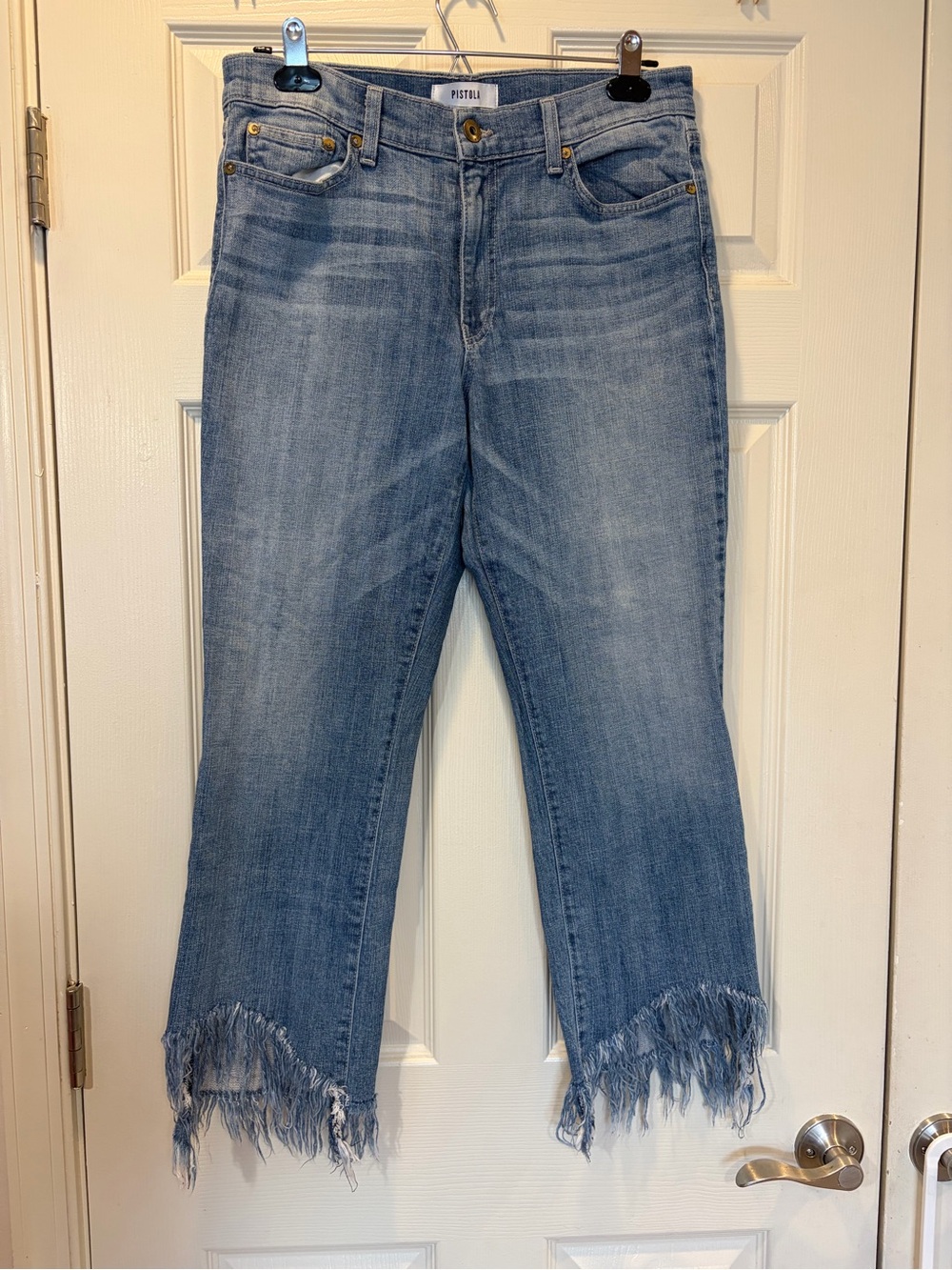 Pistola Women’s Distressed Raw Hem Jean Straight Leg Size 30